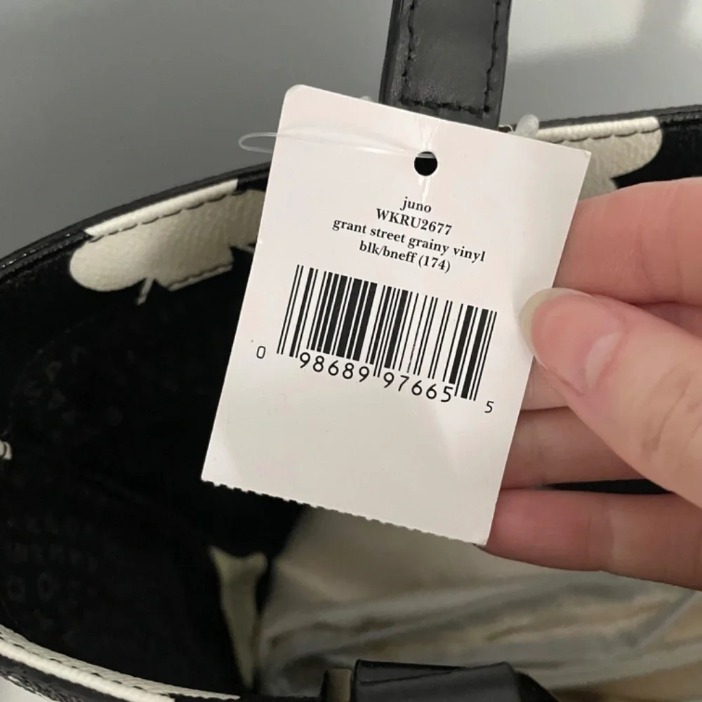 New Kate Spade Juno Floral Grant St Vinyl Mini Tote Black White $298